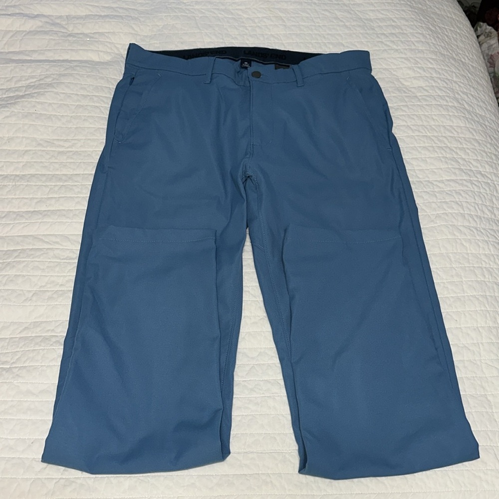 LANDS END Traditional Fit Performance Flex Pants Chino Mens 35 x 33 euc